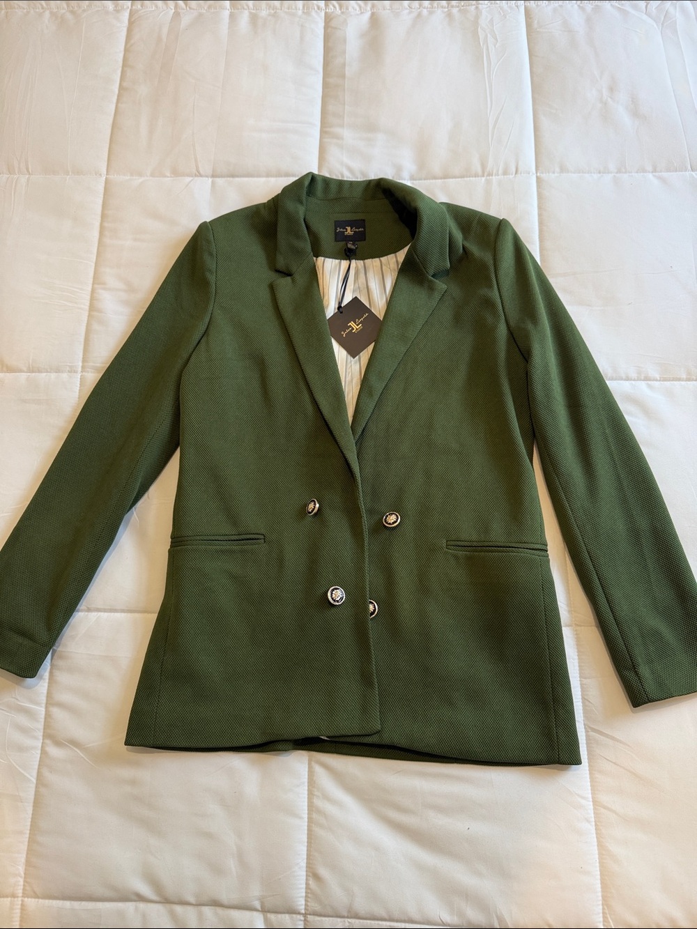 Jules & Leopold Olive Green Double-Breasted Blazer S